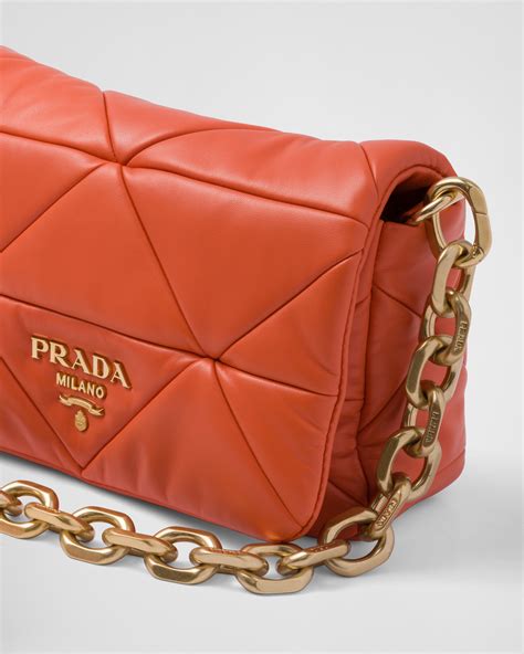 Orange Prada System Nappa Patchwork Shoulder Bag 